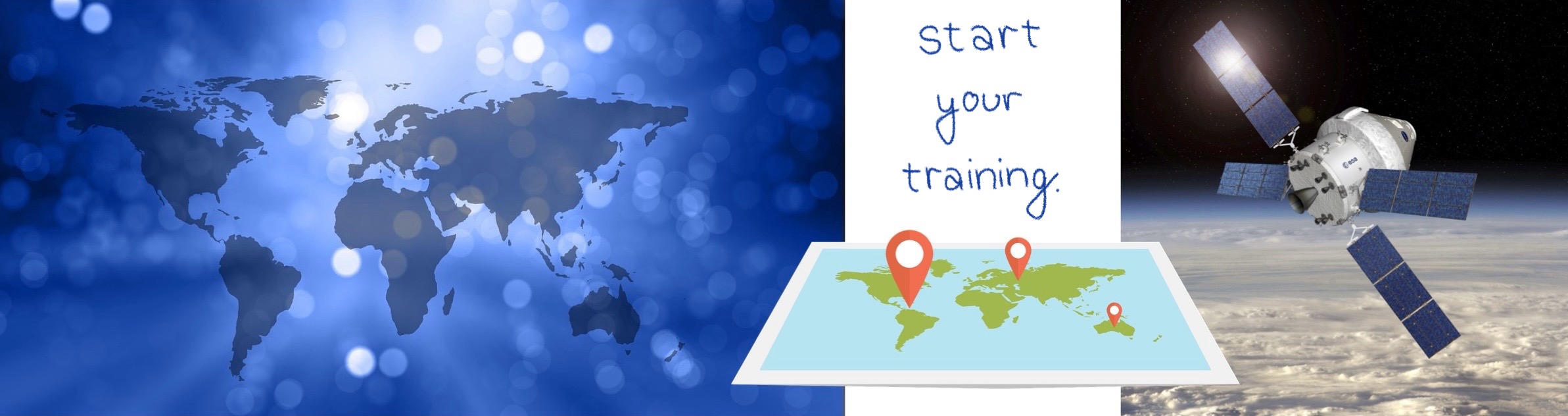 linkes Foto: https://pixabay.com/illustrations/earth-continents-world-map-travel-9232582/|rechtes Foto:https://www.esa.int/kids/de/lernen/Technologie/Raumschiffe/ESA_und_NASA_planen_gemeinsam_Raumfahrzeug_fuer_bemannte_Langstreckenreisen